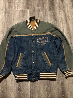 Vintage Arizona Jean Company Denim Jacket Mens Small Blue Green 90s Y2K Jean